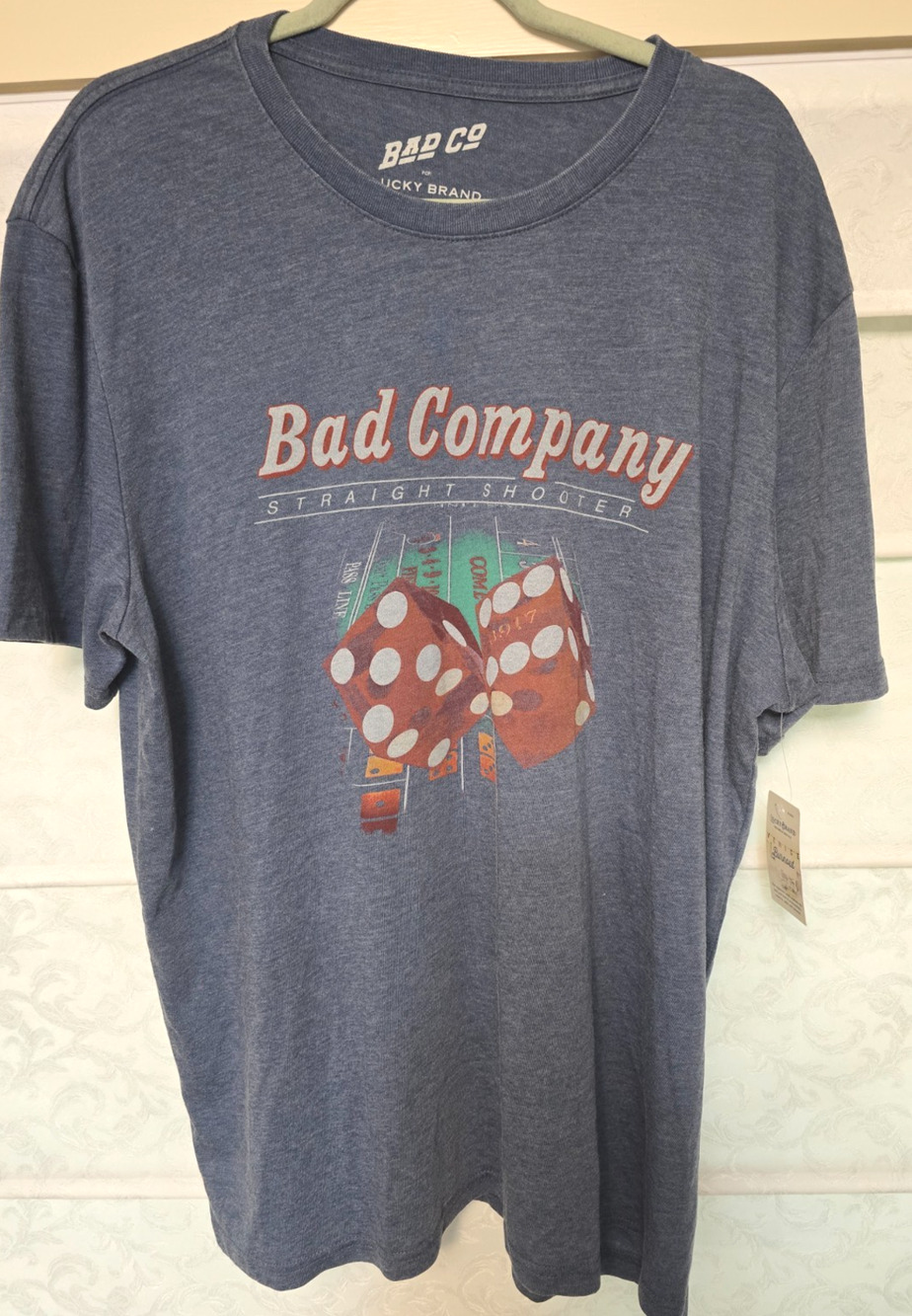 Bad Company Straight Shooter Shirt Mens XXL Blue Lucky Brand Band T Shirt NWT